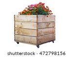 Large Wooden Pot With Flowers ...