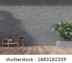 Wooden Terrace With Empty Gray...
