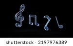 3d glossy musical notes music...