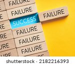 Small photo of Success and failure alternative options. Reaching to success after many failures or learning from mistakes concept.