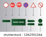 set of road signs and green... | Shutterstock .eps vector #1362501266