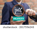 Financial market concept of volatility. Volatile chart control. Investments risk.