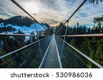 Europeâ??s longest pedestrian suspension bridge in Sattel, Lucerne region, Switzerland 