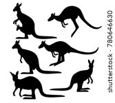 set of kangaroo silhouettes in... | Shutterstock .eps vector #780646630