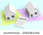 house and site and calculator ... | Shutterstock . vector #2043361646