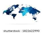 world map blue in polygonal... | Shutterstock .eps vector #1822622990