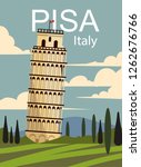Pisa Retro Poster. Vector...