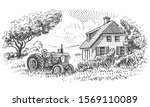 An Old Tractor Near Farmhouse...