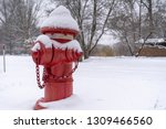 Red Fire Hydrant In Winter Snow