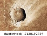 Crater from a meteorite, from space. Elements of this image furnished by NASA. High quality photo