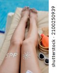 Closeup Female Leg With Sun...