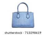 Blue fashion purse handbag on white background isolated