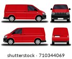 realistic cargo van. front view ... | Shutterstock .eps vector #710344069