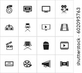 set of 16 editable movie icons. ... | Shutterstock .eps vector #602095763