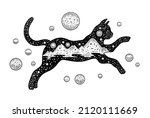 cat tatoo with planets  space.... | Shutterstock .eps vector #2120111669
