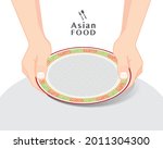 hands holding empty plate over... | Shutterstock .eps vector #2011304300