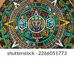 Mayan calendar colorful background, Mexico