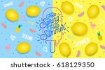 spring summer poster  banner in ... | Shutterstock .eps vector #618129350