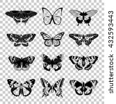 Set Of Butterflies Silhouettes. ...