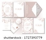 set of rose gold leaf pattern... | Shutterstock .eps vector #1727393779