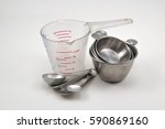measuring cup and measuring spoon  on white background.