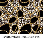 seamless golden chains  leopard ... | Shutterstock .eps vector #2033136146