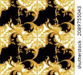 seamless golden floral baroque... | Shutterstock . vector #2089755043