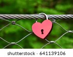 Red Heart Love Lock On The...