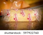 Small photo of London, England - January 21, 2017: Hostess Twinkie Cake, A cream filled cake made and distributed by Hostess Brands, Twinkies were first made in America around 1930.