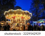 Small photo of Basel, Switzerland - November 07. 2022: Merry go round at the Basel Autumn Fair (Herbstmesse) in Switzerland