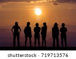 silhouette group friend in... | Shutterstock . vector #719713576