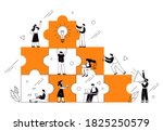 the concept of joint teamwork ... | Shutterstock .eps vector #1825250579