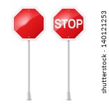 stop road sign with support | Shutterstock . vector #140121253