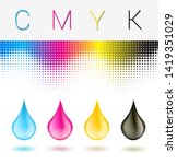 c m y k inkjet printer drops on ... | Shutterstock .eps vector #1419351029