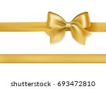 golden bow knot and ribbon on... | Shutterstock . vector #693472810