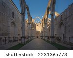 Small photo of Lisbon, Portugal - Feb 26, 2020: Ruins of the main nave of Carmo Church at Carmo Convent (Convento do Carmo) - Lisbon, Portugal