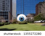 Small photo of Dallas, Texas - March 16, 2019: The Giant Eyeball is a statue in downtown Dallas, Texas, located at the Joule Hotel yard.