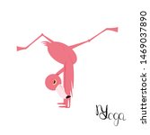 cute cartoon flamingo in yoga... | Shutterstock .eps vector #1469037890