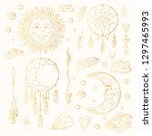 hand drawn golden boho dream... | Shutterstock .eps vector #1297465993