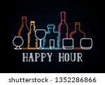 neon bottles and glasses of... | Shutterstock .eps vector #1352286866