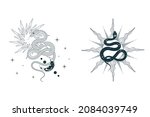 celestial set with snakes ... | Shutterstock .eps vector #2084039749