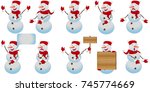 a set of stylish snowmen with... | Shutterstock .eps vector #745774669