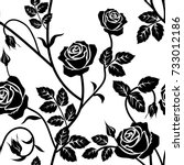 rose seamless pattern. black... | Shutterstock .eps vector #733012186