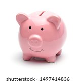 Pink Piggy Bank Isolated On A...