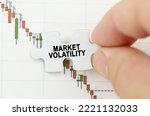 Business concept. Against the background of the quotes chart, a puzzle with the inscription - Market Volatility