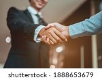 Businessman shake hands and get to know each other before they start talking about business.Bussiness,working, success concept 