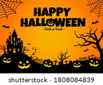 halloween silhouette background ... | Shutterstock .eps vector #1808084839