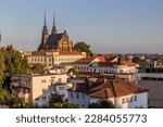 Skyline of Brno city with the cathedral of St. Peter and Paul, Czech Republic