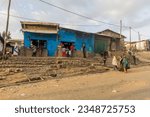 Small photo of DEBARK, ETHIOPIA - MARCH 17, 2019: Houses in Debark town, Ethiopia
