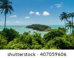 Small photo of View of Ile du Diable (Devil's Island) from Ile Royale in archipelago of Iles du Salut (Islands of Salvation) in French Guiana